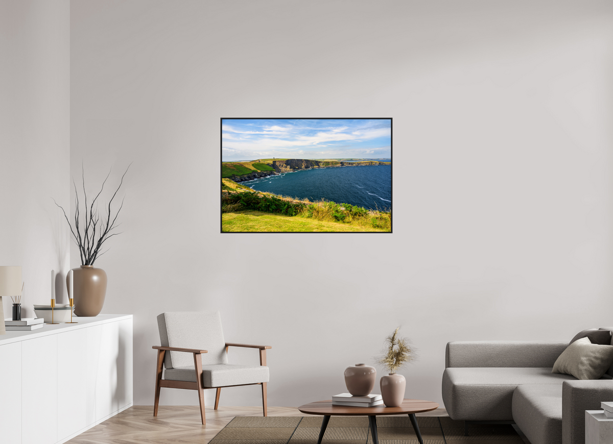 45 x 30″, Acrylic Glass Black matt .24" frame Holeopen Bay East under acrylic glass in black frame