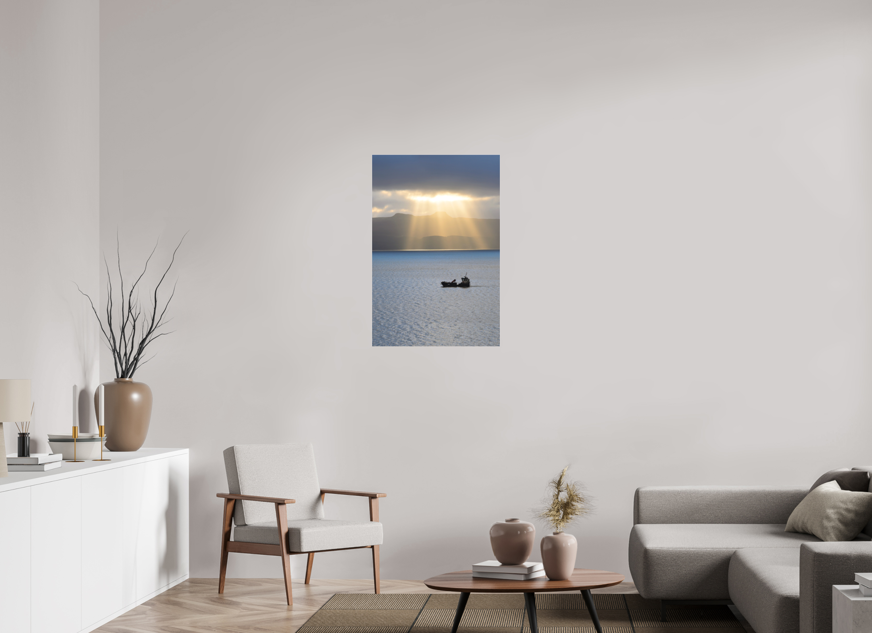 24 x 36″, Matte Acrylic Glass without frame Morning sunburst on Isle of Skye
