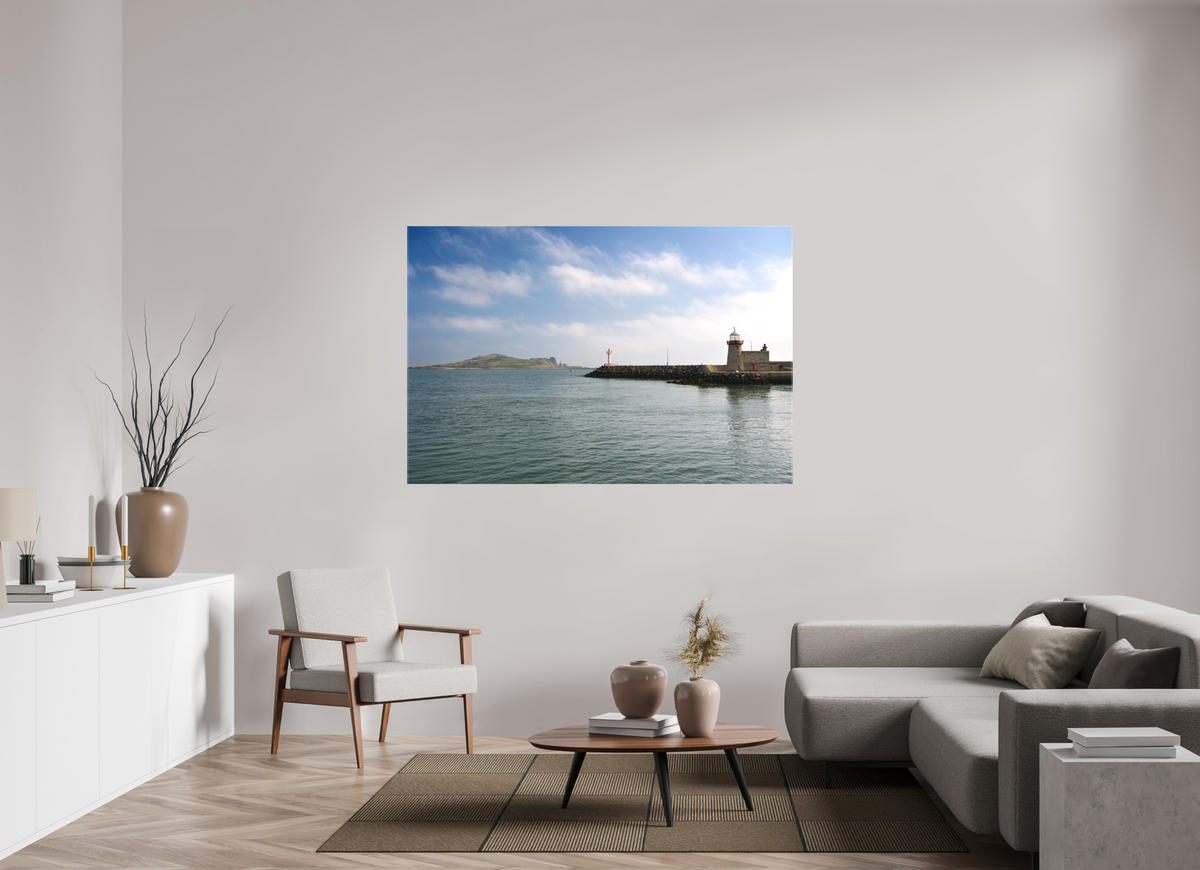 66 x 44″, Matte Canvas with wrapped edges - no frame Howth Harbour and Lighthouse on canvas
