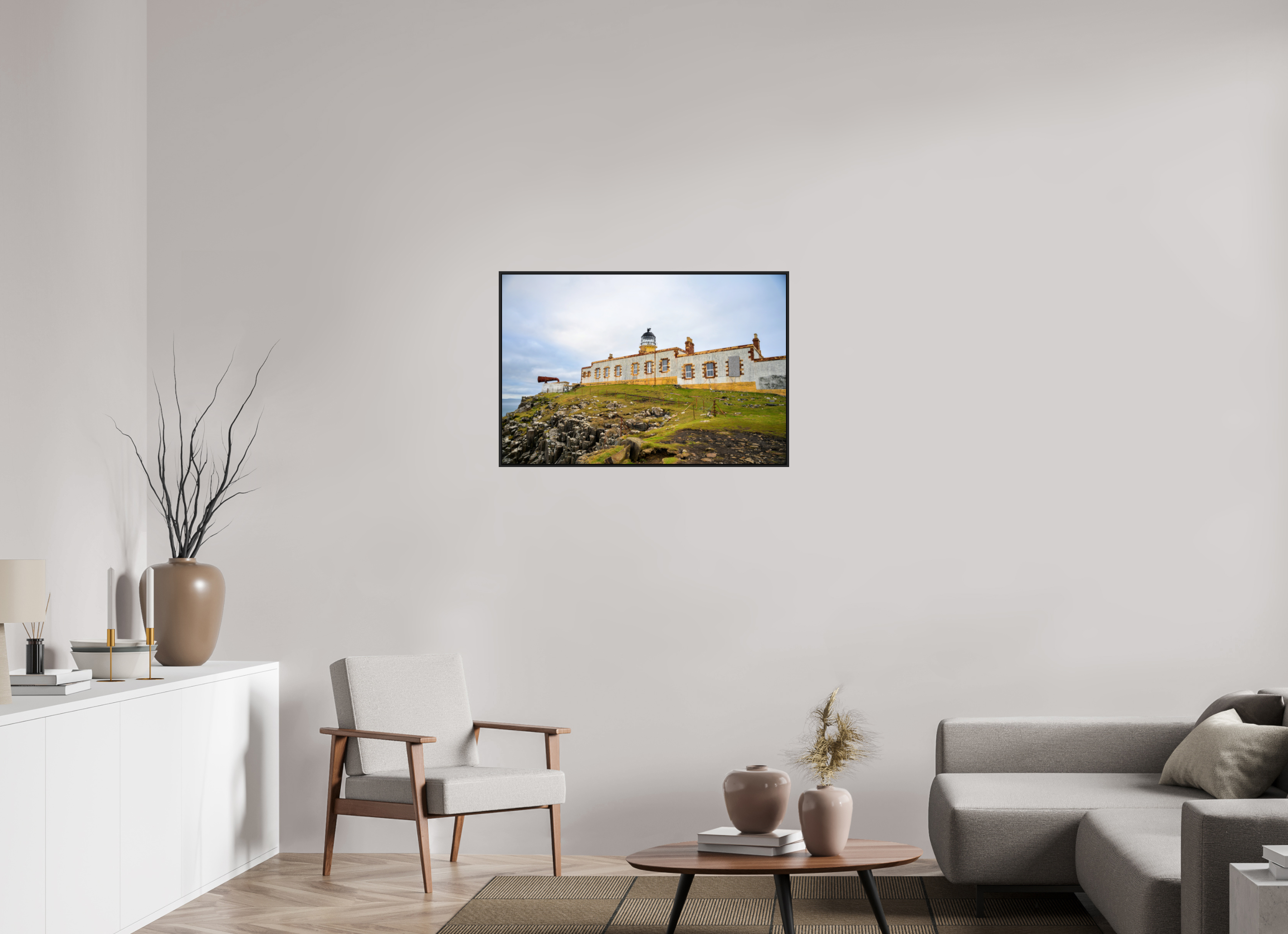 36 x 24″, Acrylic Glass Black matt .24" frame Neist Point Lighthouse under acrylic glass with black frame