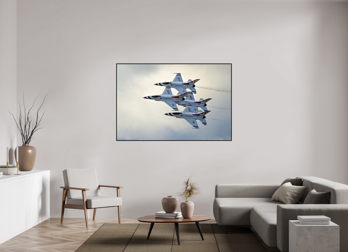 66 x 44″, Acrylic Glass Black matt .24" frame US Airforce Thunderbirds Photo 1 under acrylic glass with black frame
