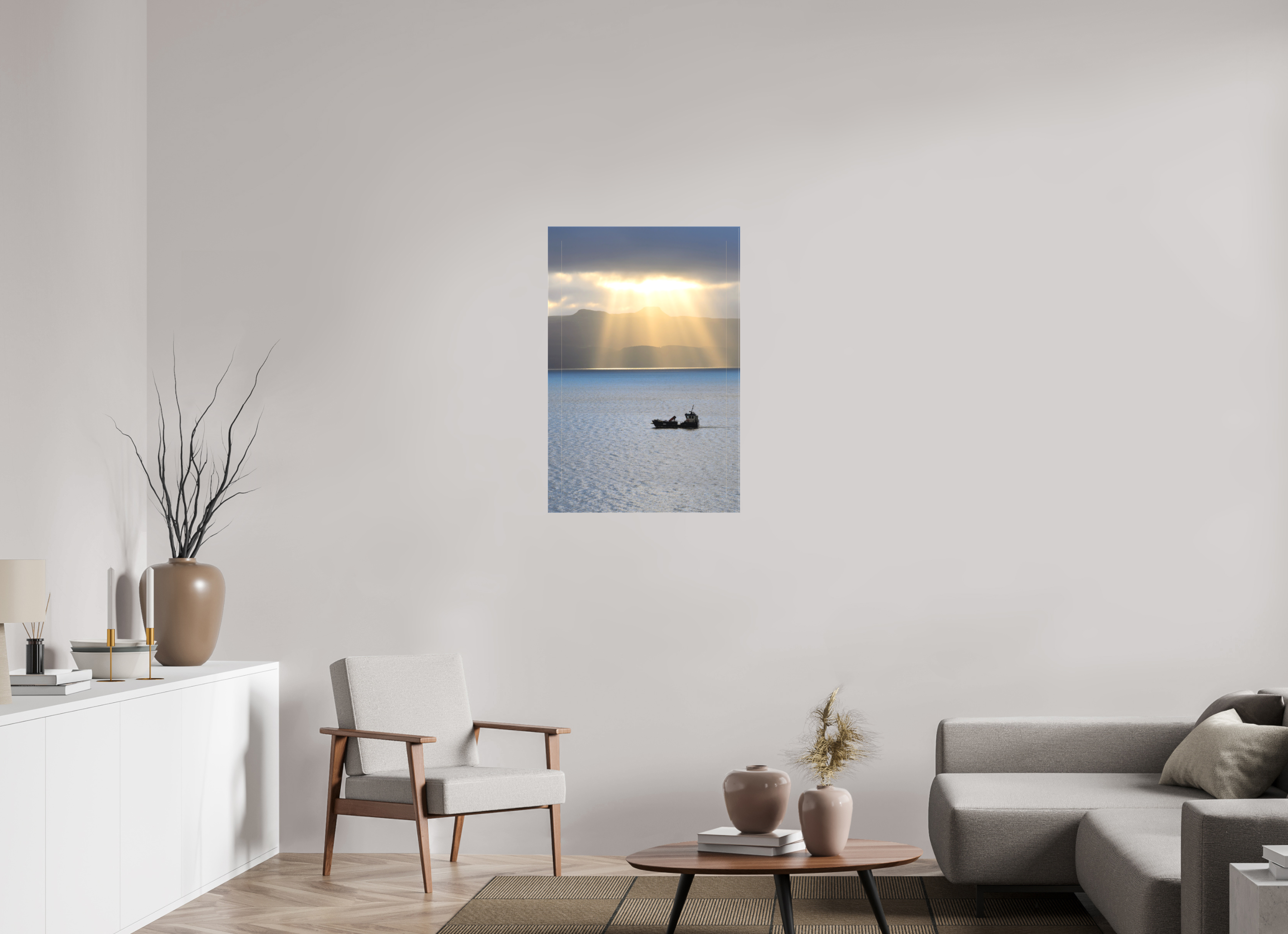 24 x 36″, Matte Canvas with wrapped edges - no frame Morning sunburst on Isle of Skye on Canvas