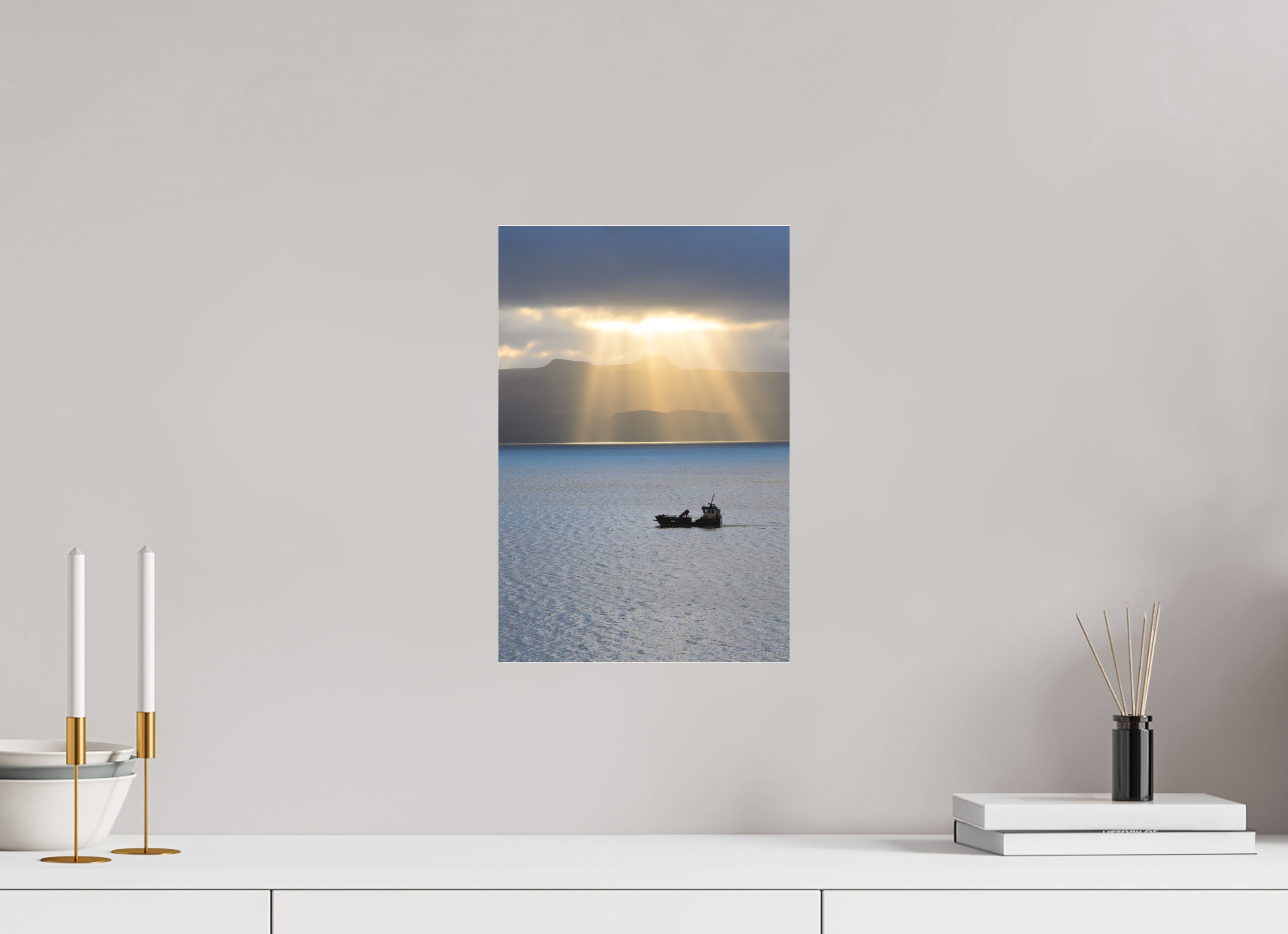 10 x 15″, Matte Acrylic Glass without frame Morning sunburst on Isle of Skye