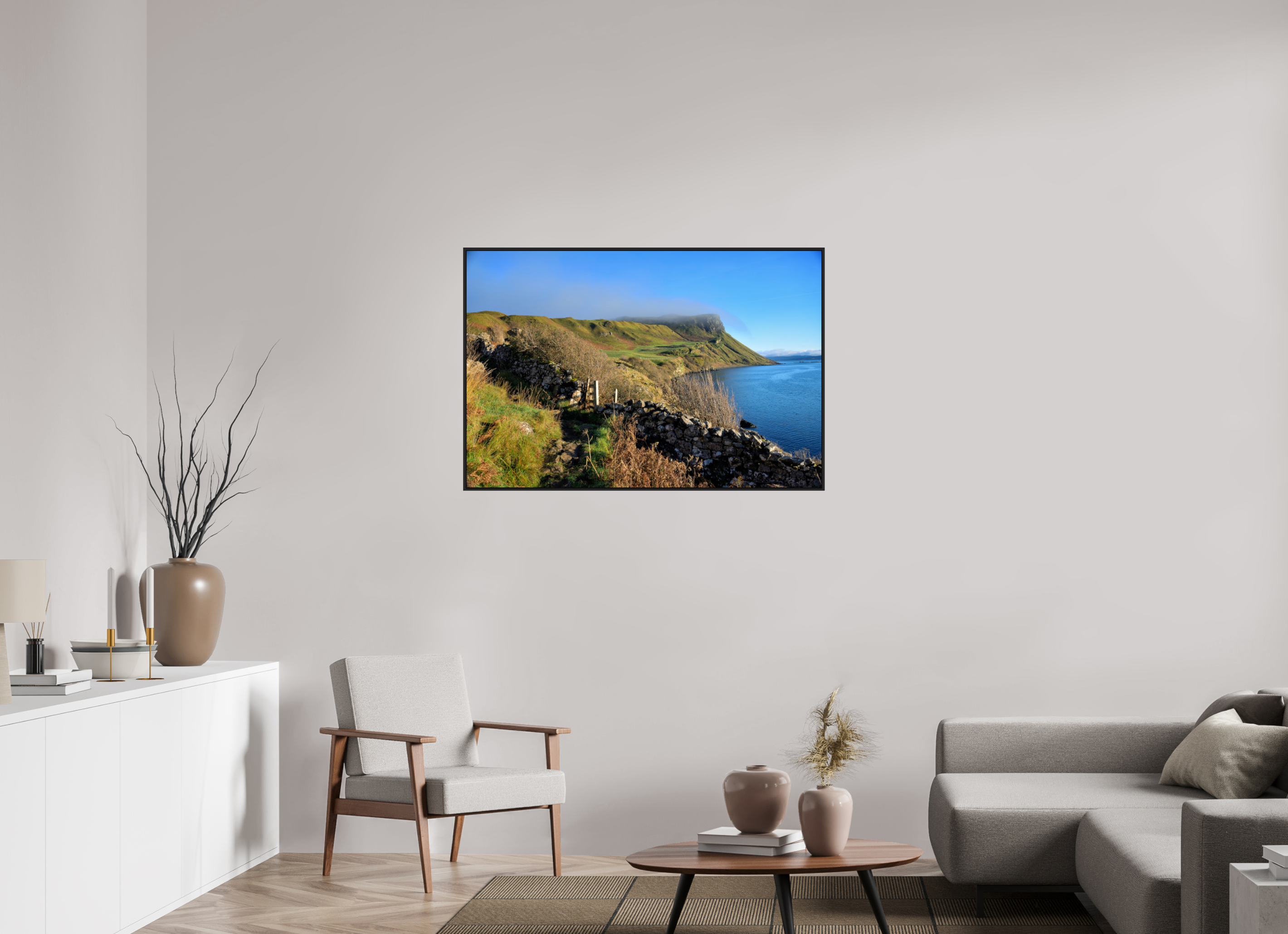 45 x 30″, Acrylic Glass Black matt .24" frame Pathway on the Scorrybreac circular under acrylic glass with black frame