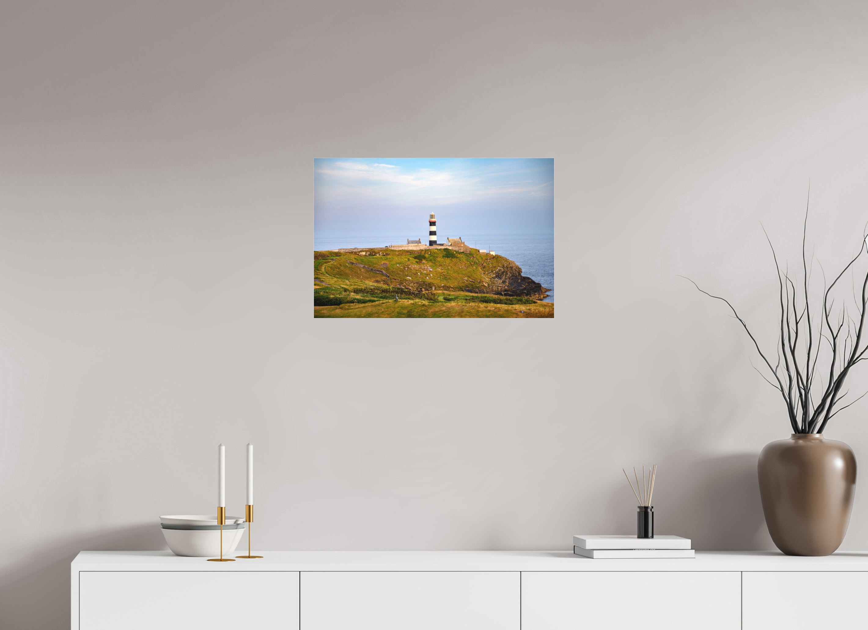 24 x 16″, Matte Acrylic Glass without frame Old Head Lighthouse at sunset on canvas