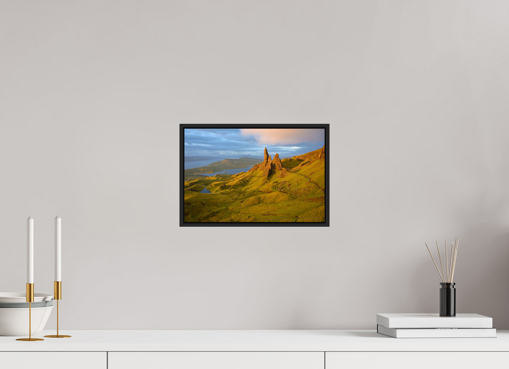 12 x 8″, Acrylic Glass Black matt .24" frame Old Man of Storr on Under Acrylic Glass with black matt frame