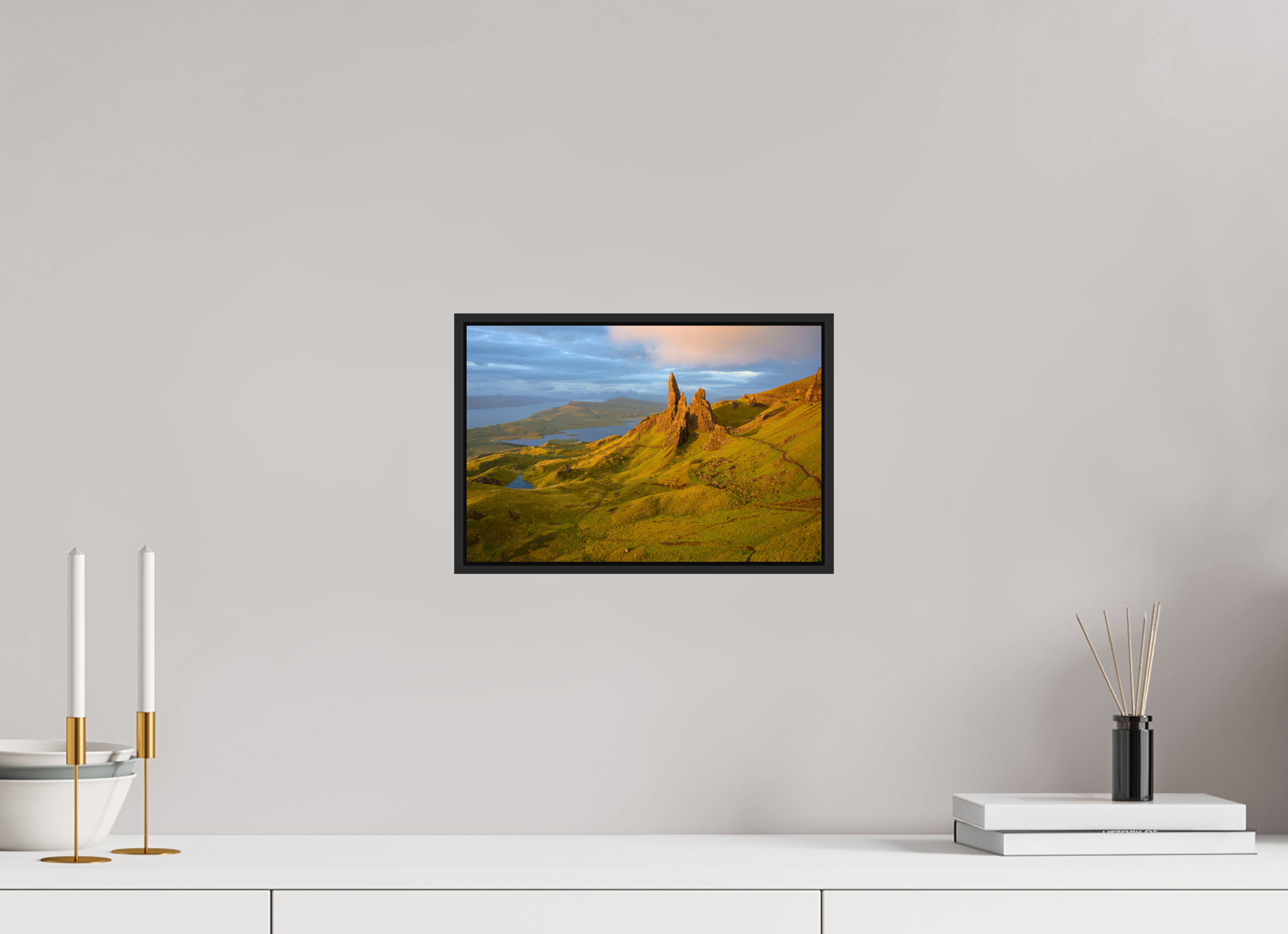 12 x 8″, Acrylic Glass Black matt .24" frame Old Man of Storr on Under Acrylic Glass with black matt frame