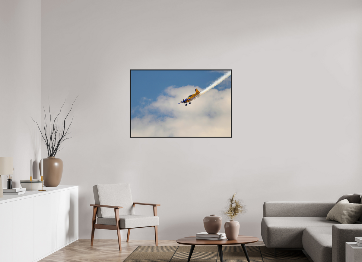 45 x 30″, Acrylic Glass Black matt .24" frame Bob Freeman in his "Extra 330S" under acrylic glass with black frame