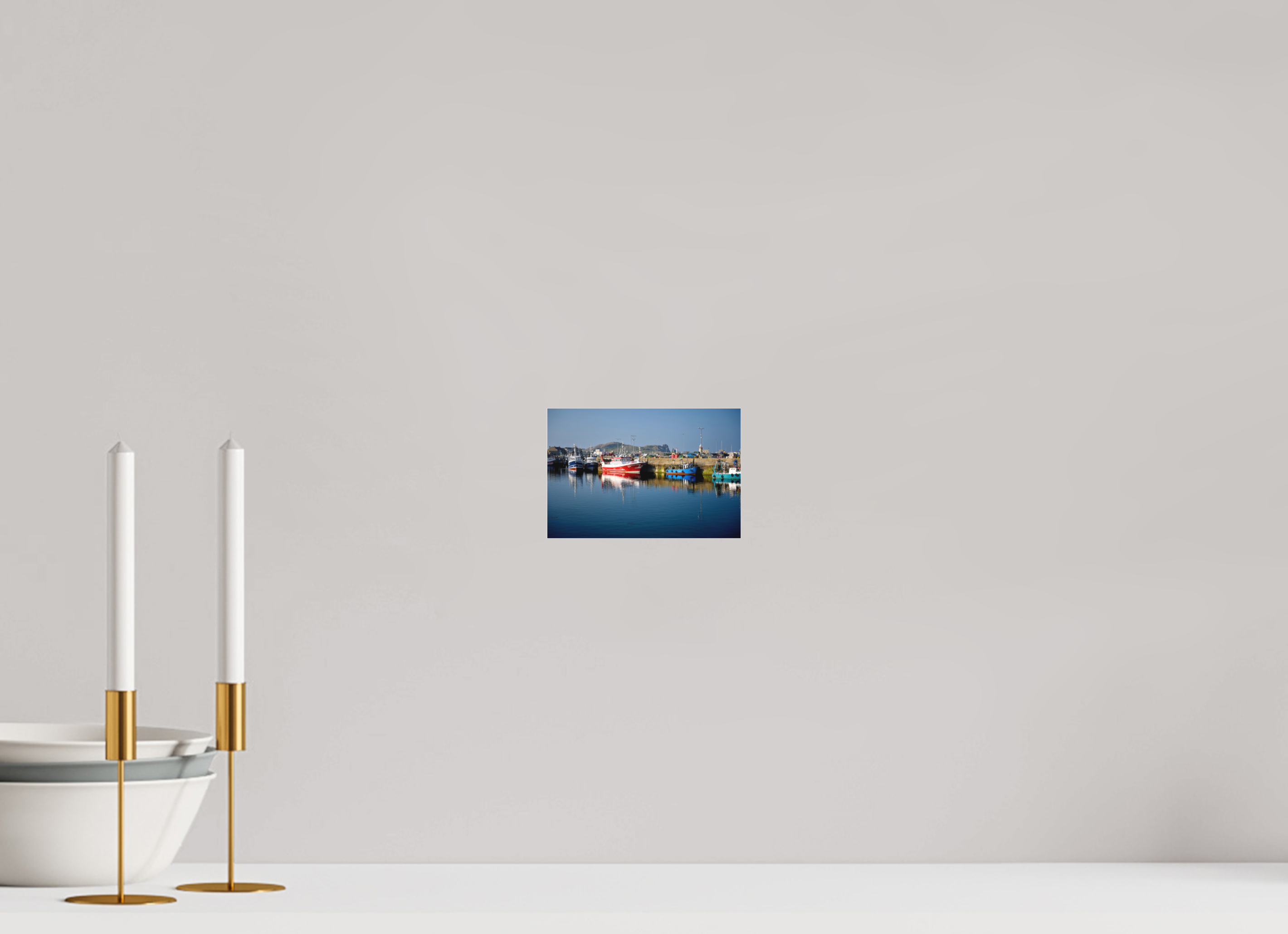 6 x 4″, Matte Acrylic Glass without frame Fishing vessels at Howth Harbour Middle Pier under acrylic glass