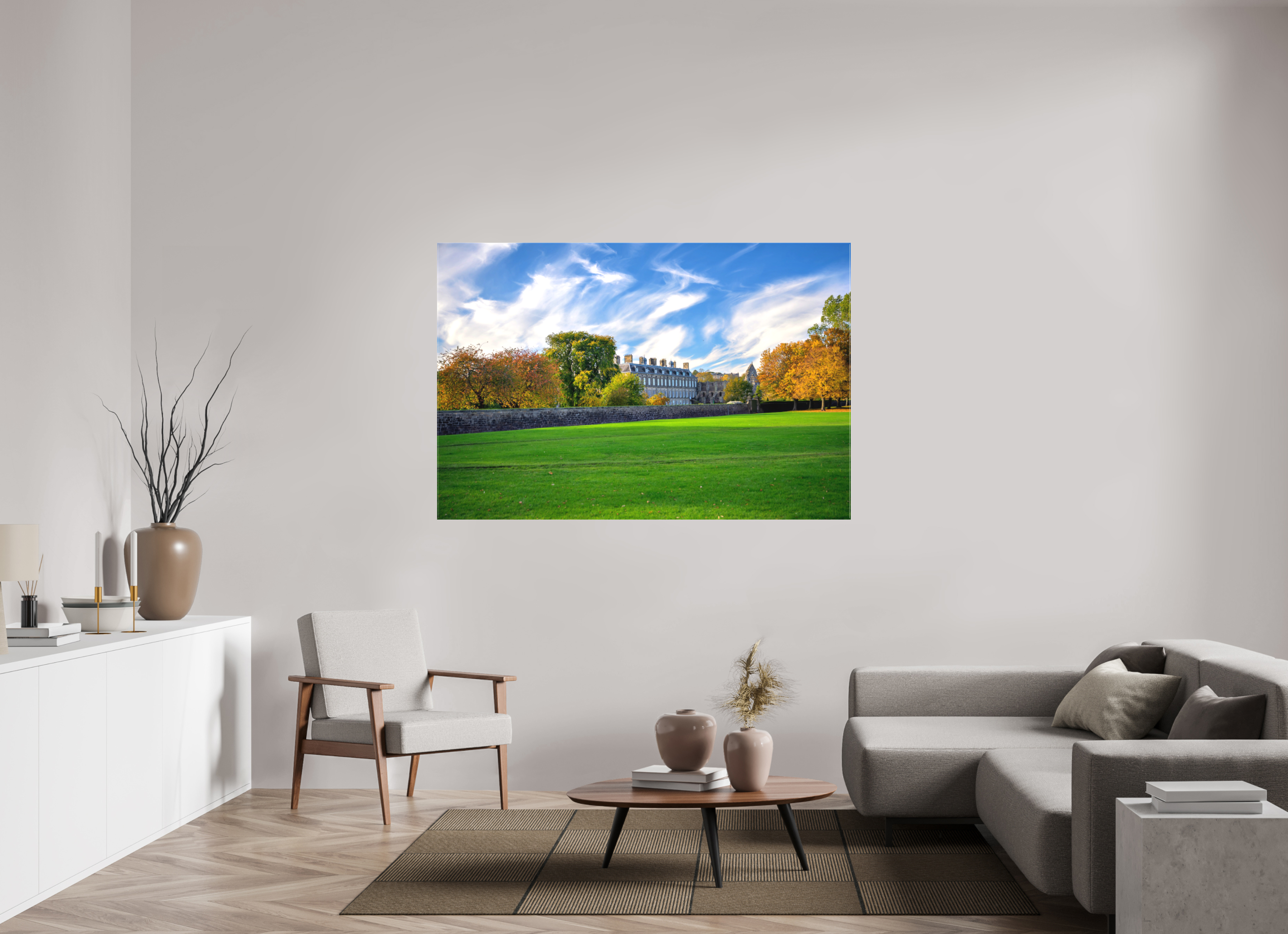 66 x 44″, Matte Canvas with wrapped edges - no frame Holyrood Palace at sunset on canvas