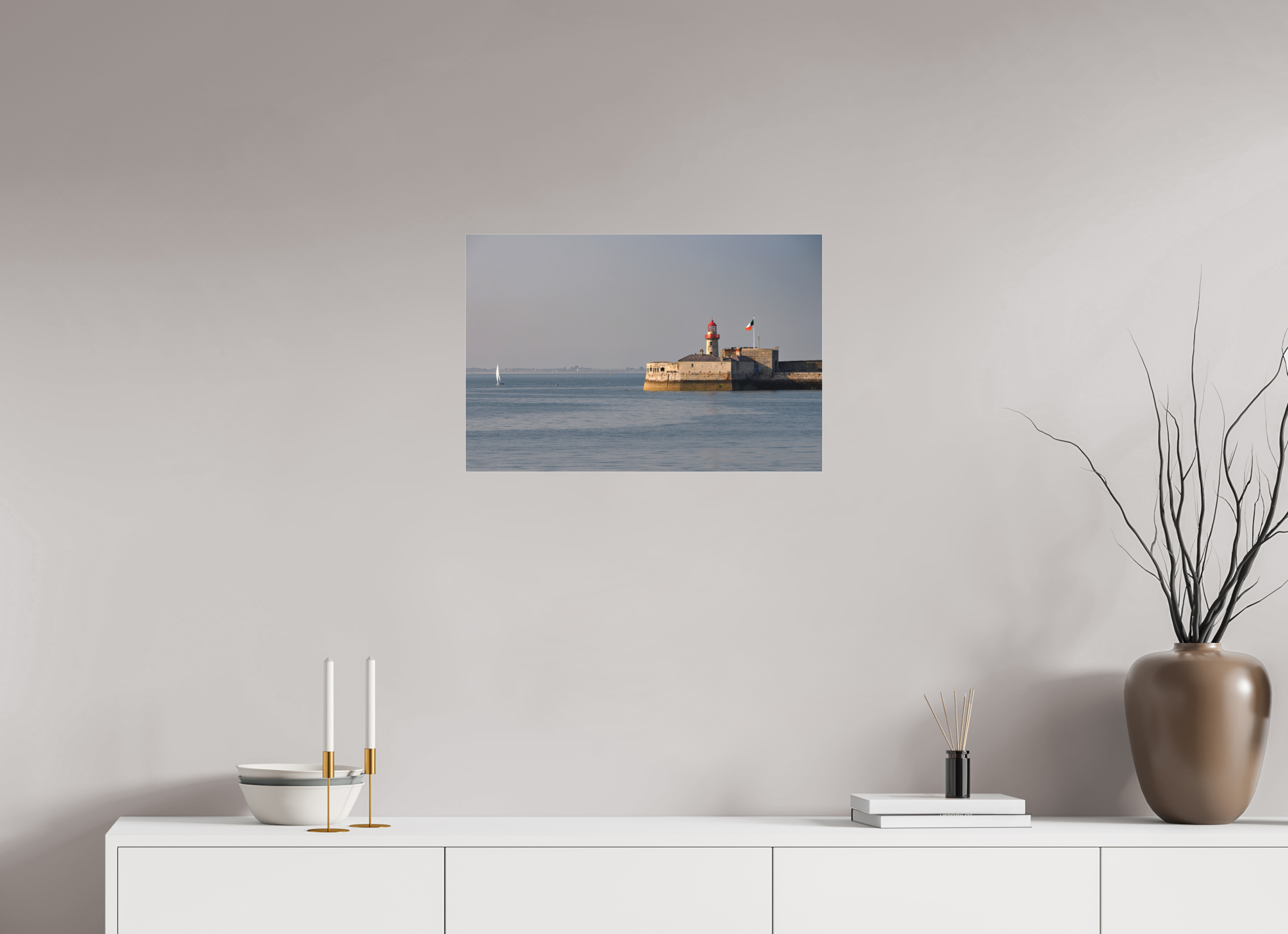 24 x 16″, Matte Acrylic Glass without frame Dun Laoghaire Lighthouse at sunset under acrylic glass