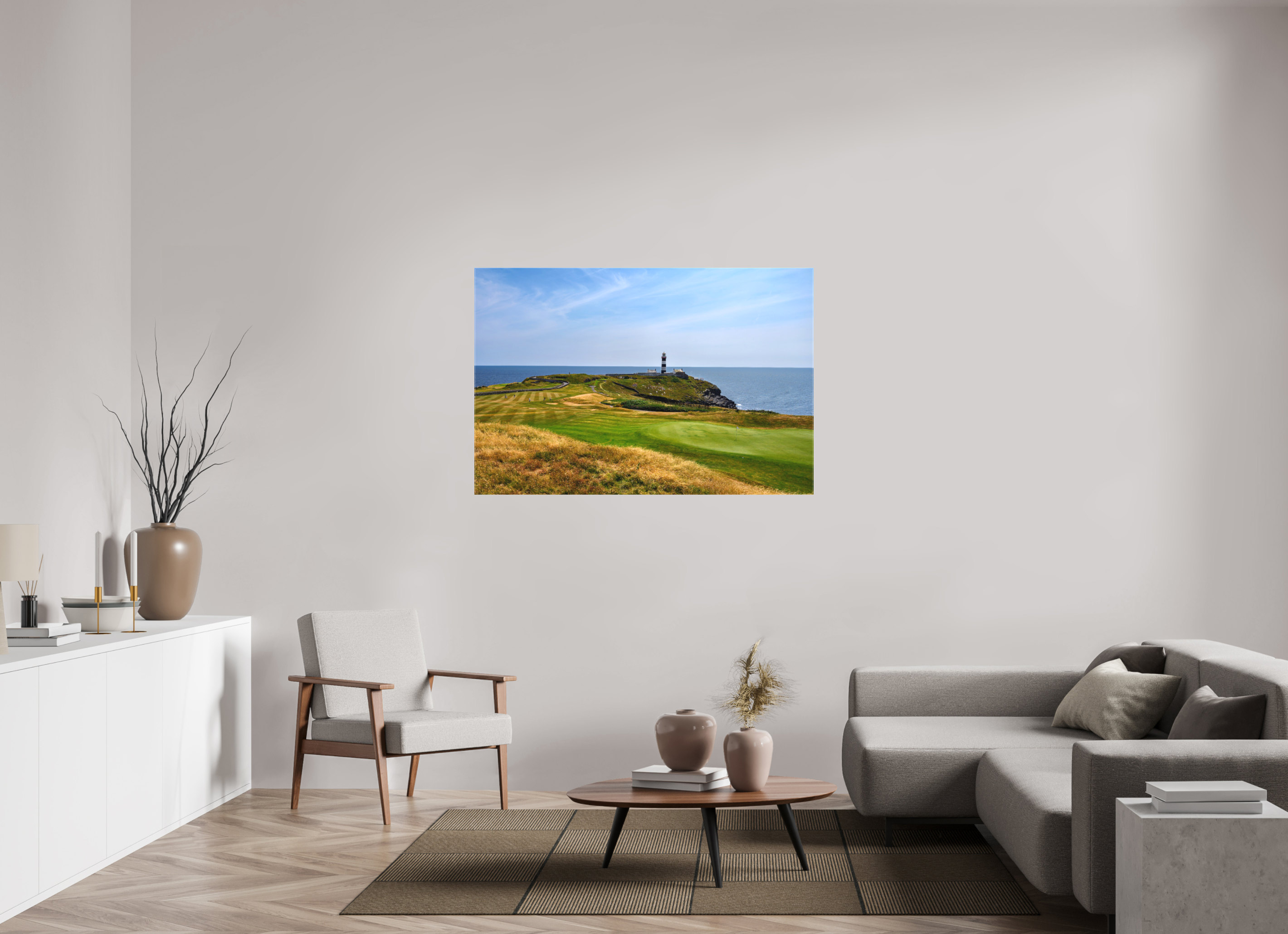 54 x 36″, Matte Canvas with wrapped edges - no frame Old Head golf course and lighthouse on canvas
