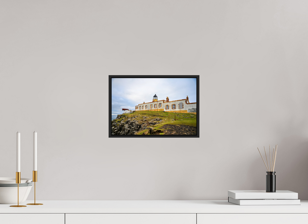 12 x 8″, Acrylic Glass Black matt .24" frame Neist Point Lighthouse under acrylic glass with black frame