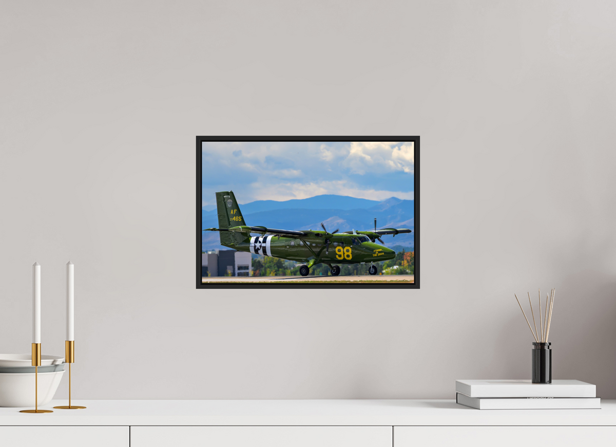 15 x 10″, Acrylic Glass Black matt .24" frame 98 FTS "Stand In The Door" De Havilland Canada UV-18 Twin Otter under acrylic glass with black frame