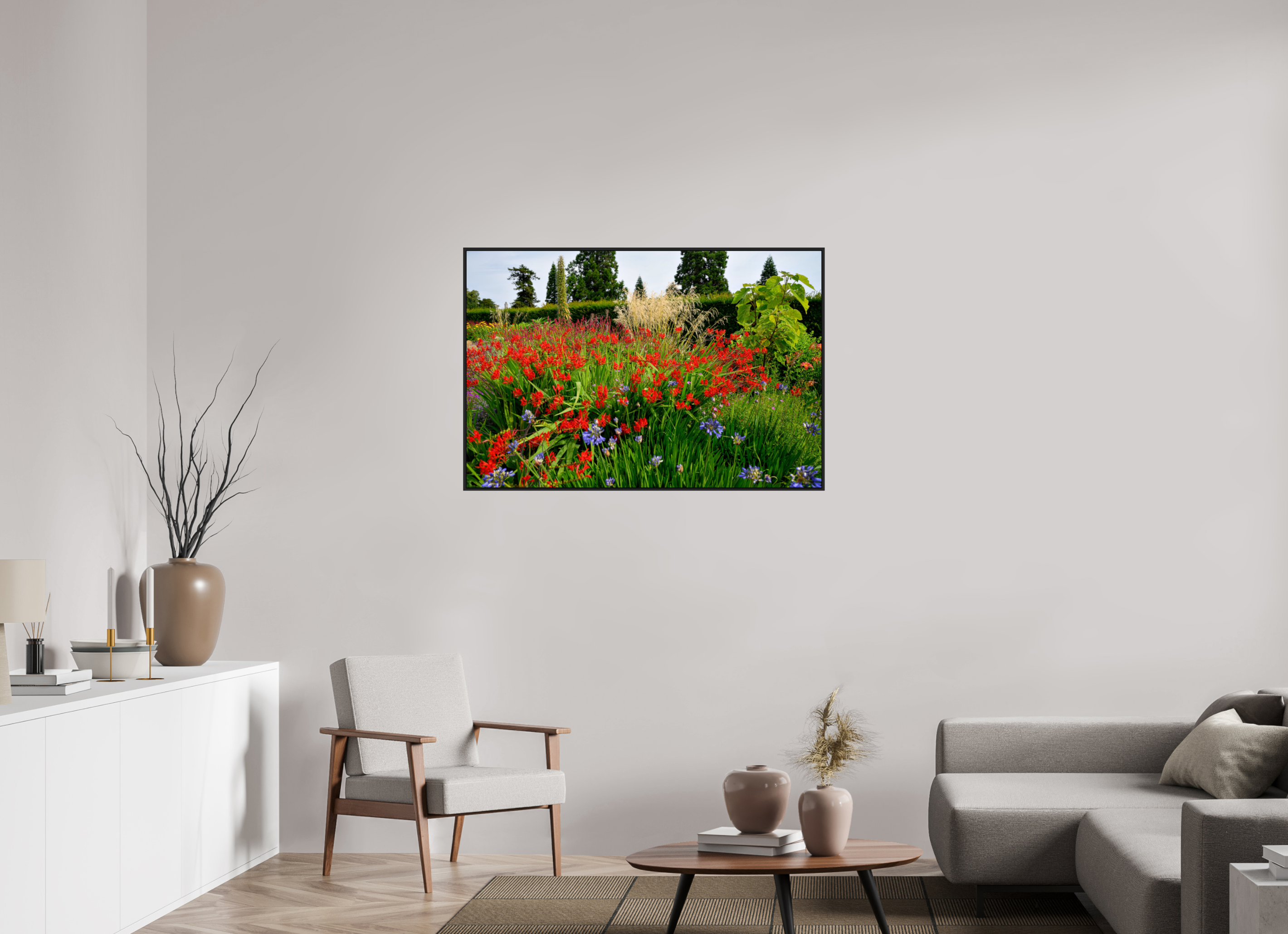 45 x 30″, Acrylic Glass Black matt .24" frame Powerscourt Gardens B under acrylic glass with black frame