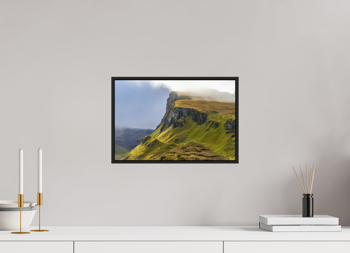 15 x 10″, Acrylic Glass Black matt .24" frame Rocky cliffs under acrylic glass with black frame