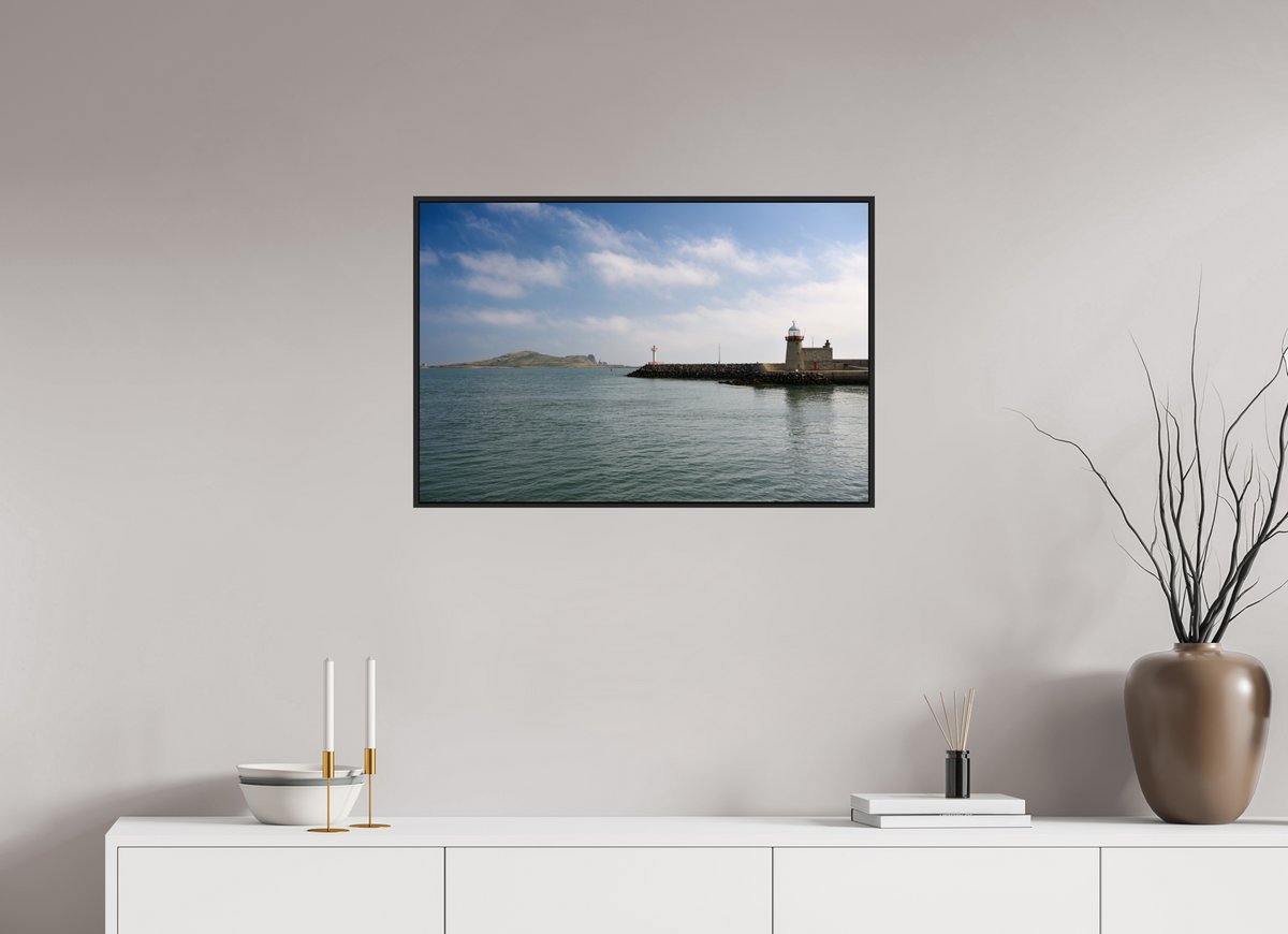 30 x 20″, Acrylic Glass Black matt .24" frame Howth Harbour and Lighthouse under acrylic glass with black frame