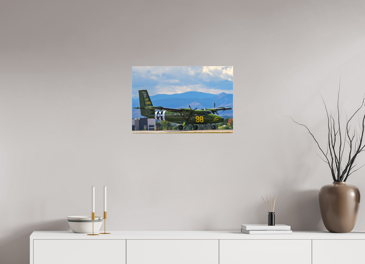 24 x 16″, Matte Acrylic Glass without frame 98 FTS "Stand In The Door" De Havilland Canada UV-18 Twin Otter under acrylic glass