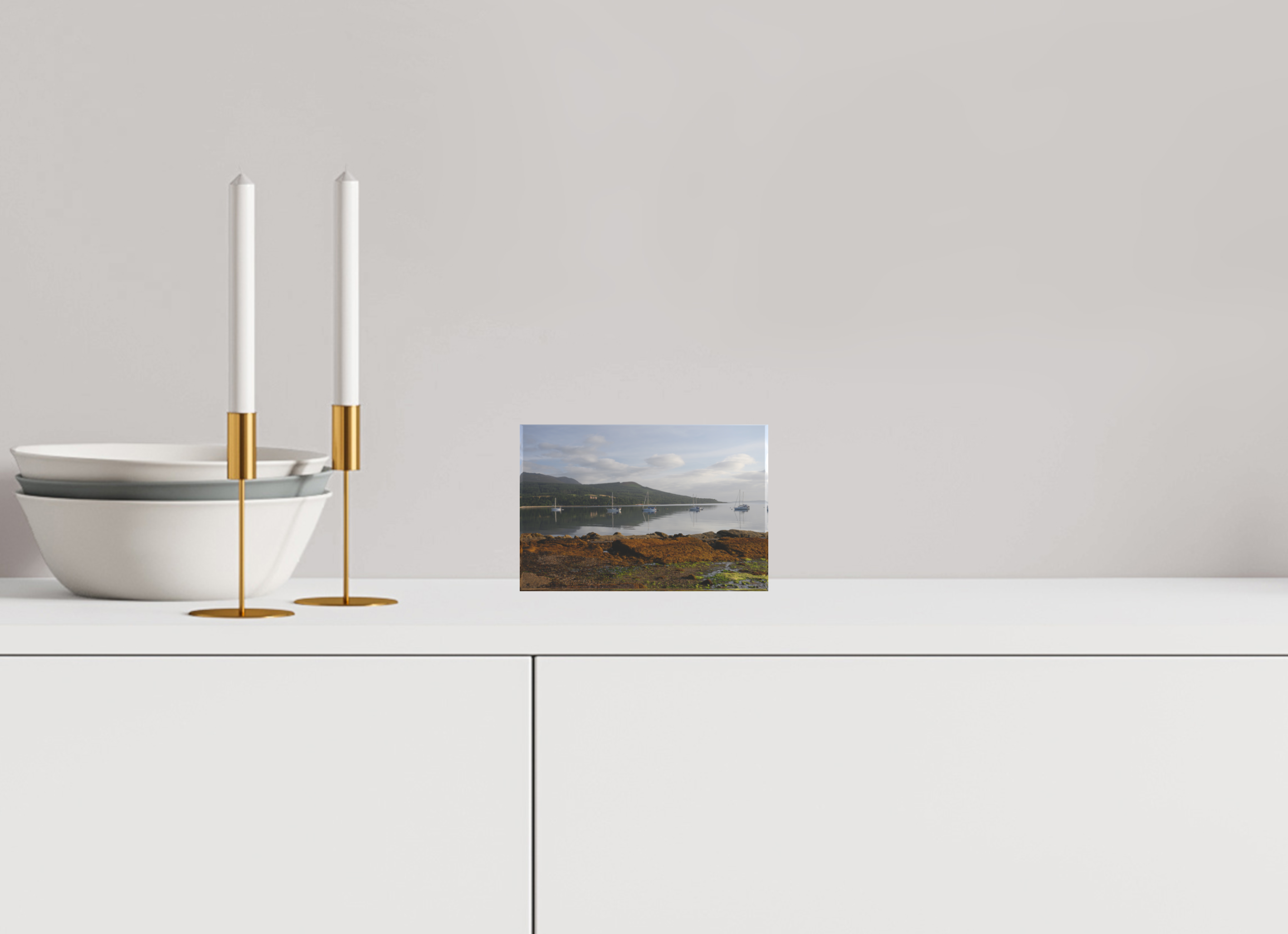 6 x 4″, Acrylic Block Gift Brodick Bay at sunrise in Acrylic Block Gift
