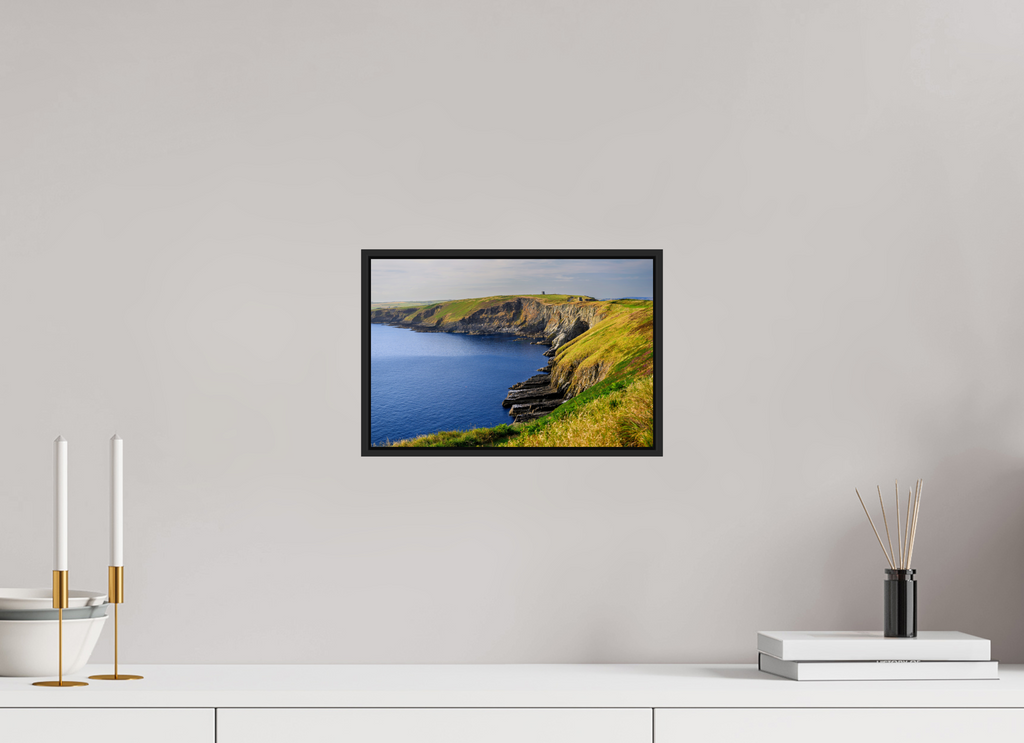 12 x 8″, Acrylic Glass Black matt .24" frame Holeopen Bay West near Old Head Golf Links under acrylic glass with black frame
