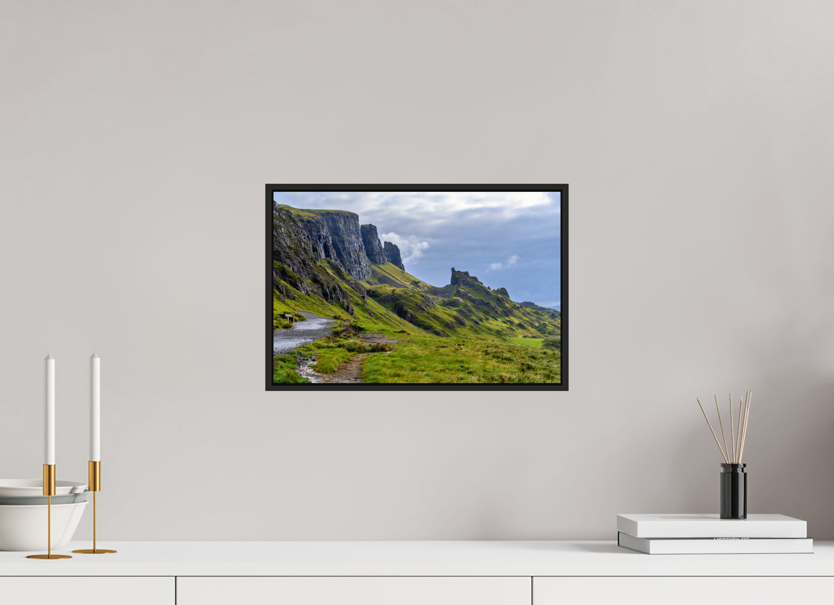 15 x 10″, Acrylic Glass Black matt .24" frame The Quiraing on the Isle of Skye under acrylic glass with black frame