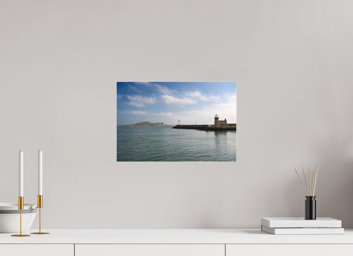 15 x 10″, Matte Acrylic Glass without frame Howth Harbour and Lighthouse under acrylic glass