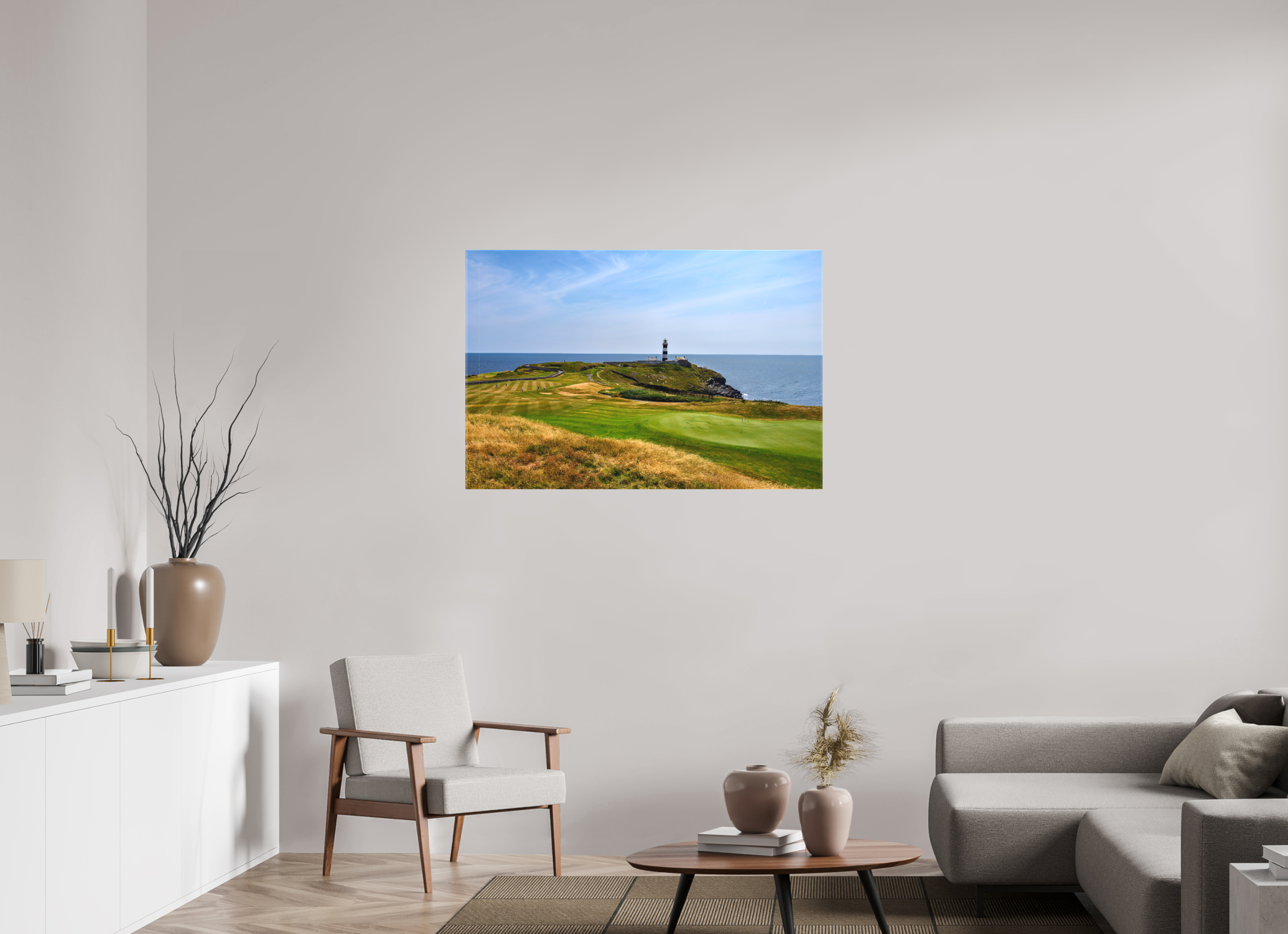 45 x 30″, Matte Canvas with wrapped edges - no frame Old Head golf course and lighthouse on canvas