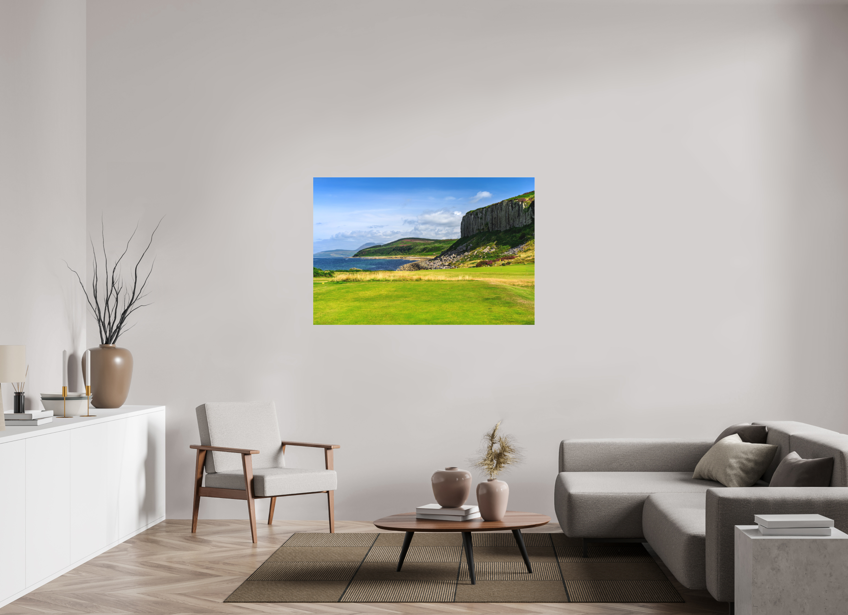 54 x 36″, Matte Acrylic Glass without frame Cliff view from the Shiskine golf course on Matte Acrylic Glass without frame