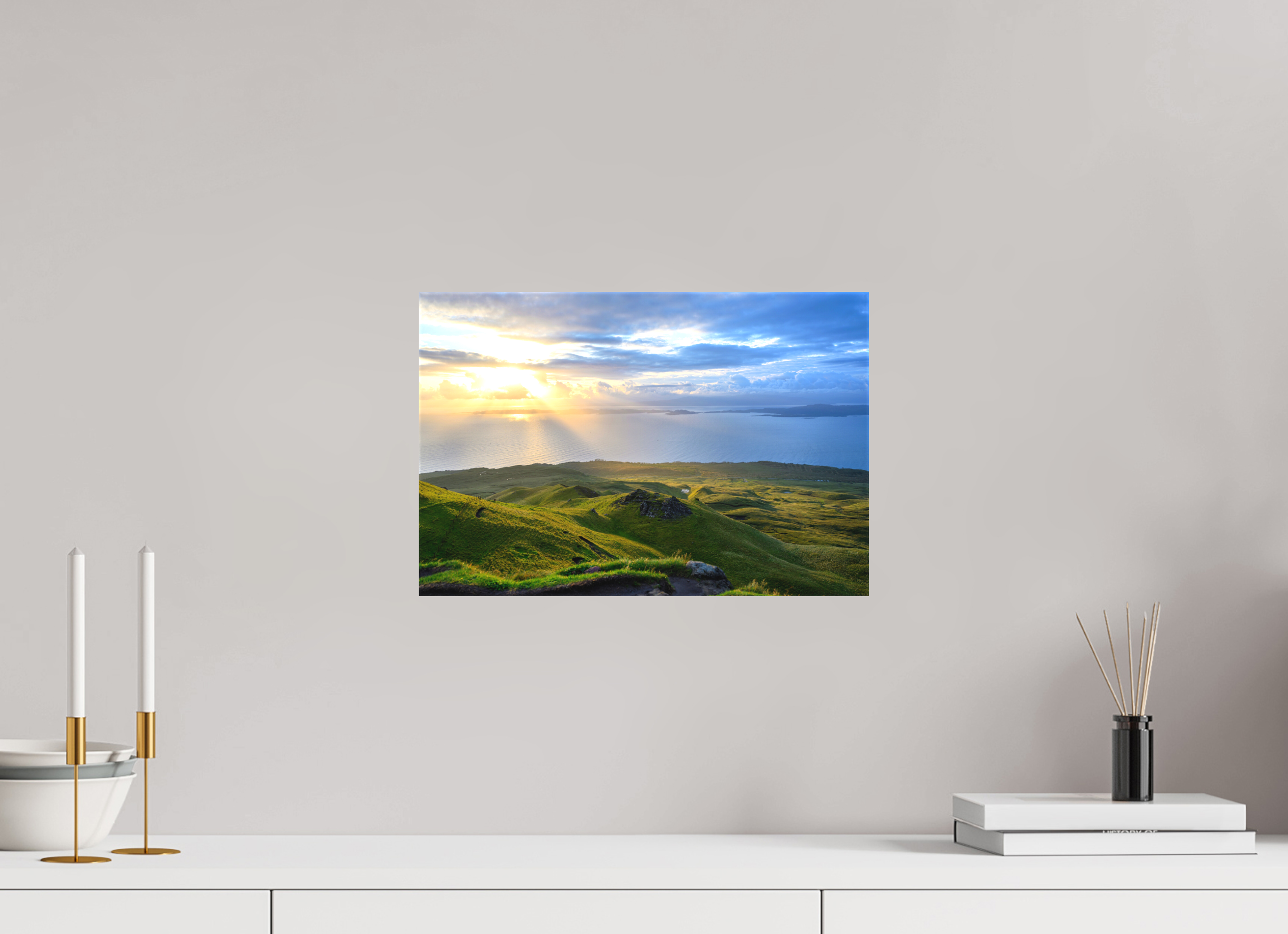 15 x 10″, Matte Canvas with wrapped edges - no frame Sunrise over the Sound of Raasay on canvas