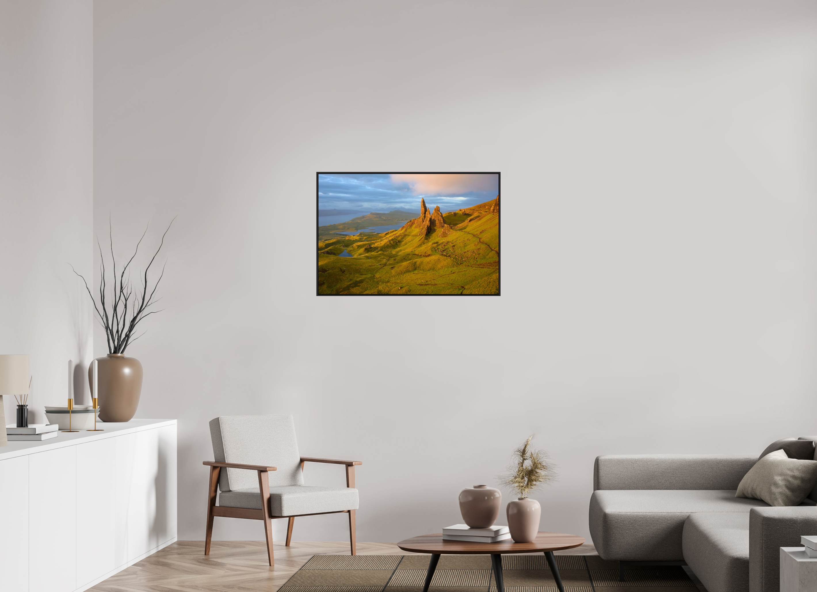 36 x 24″, Acrylic Glass Black matt .24" frame Old Man of Storr on Under Acrylic Glass with black matt frame