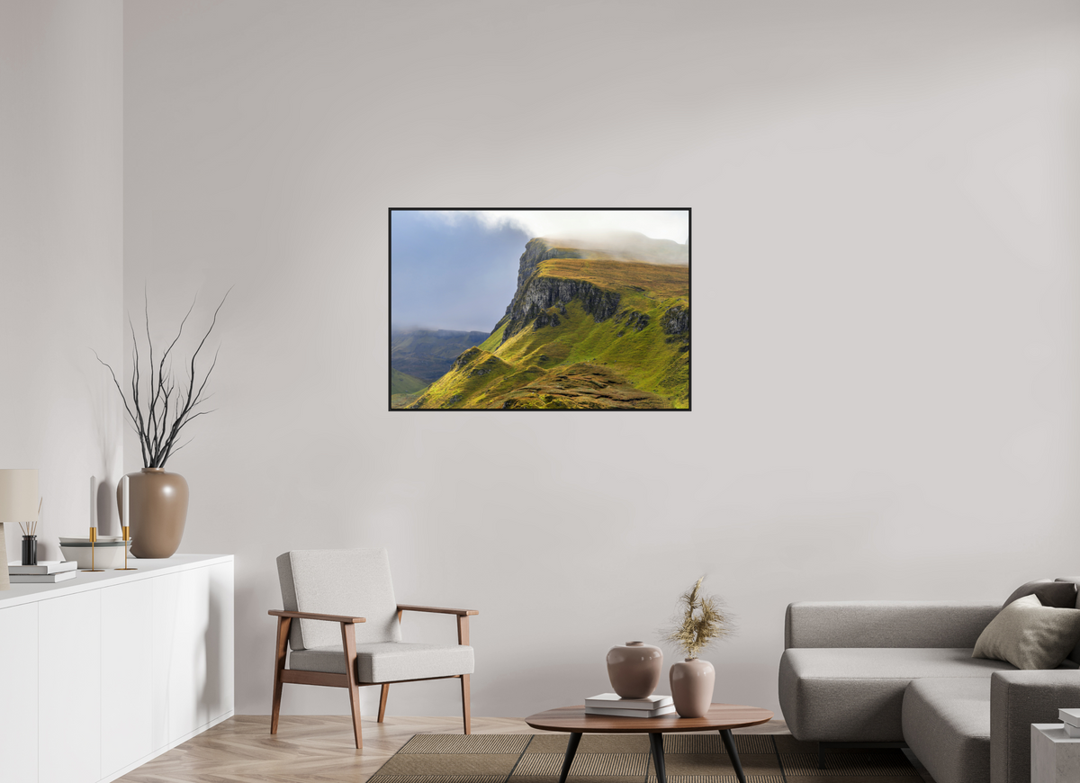 45 x 30″, Acrylic Glass Black matt .24" frame Rocky cliffs under acrylic glass with black frame