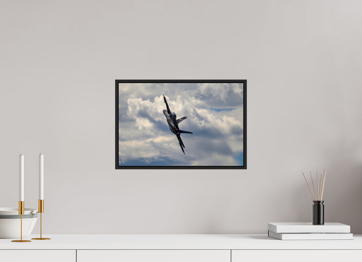 15 x 10″, Acrylic Glass Black matt .24" frame F18A Super Hornet under acrylic glass with black frame