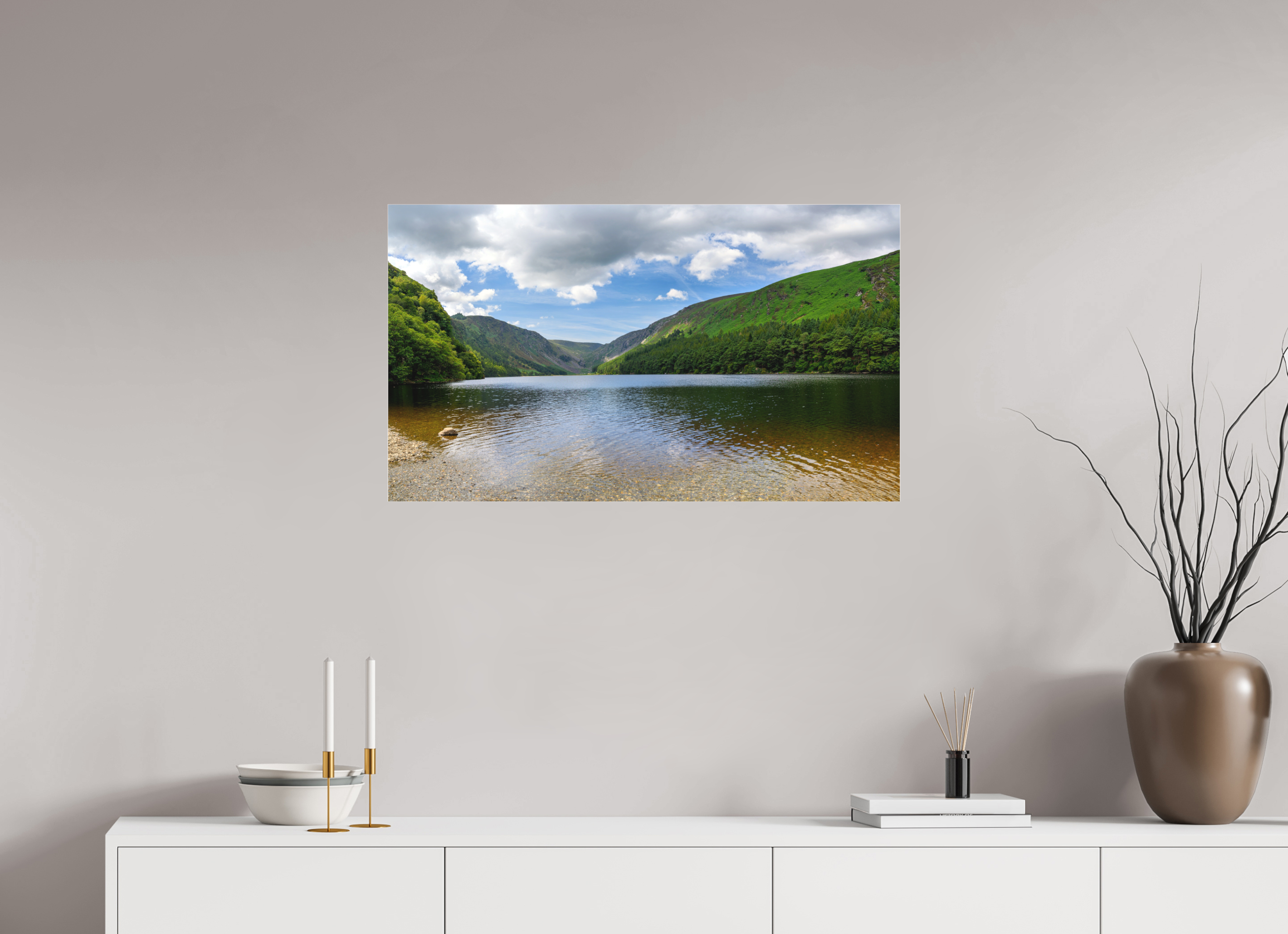 34.5 x 20″, Matte Acrylic Glass without frame Upper Lake at Glendalough under acrylic glass