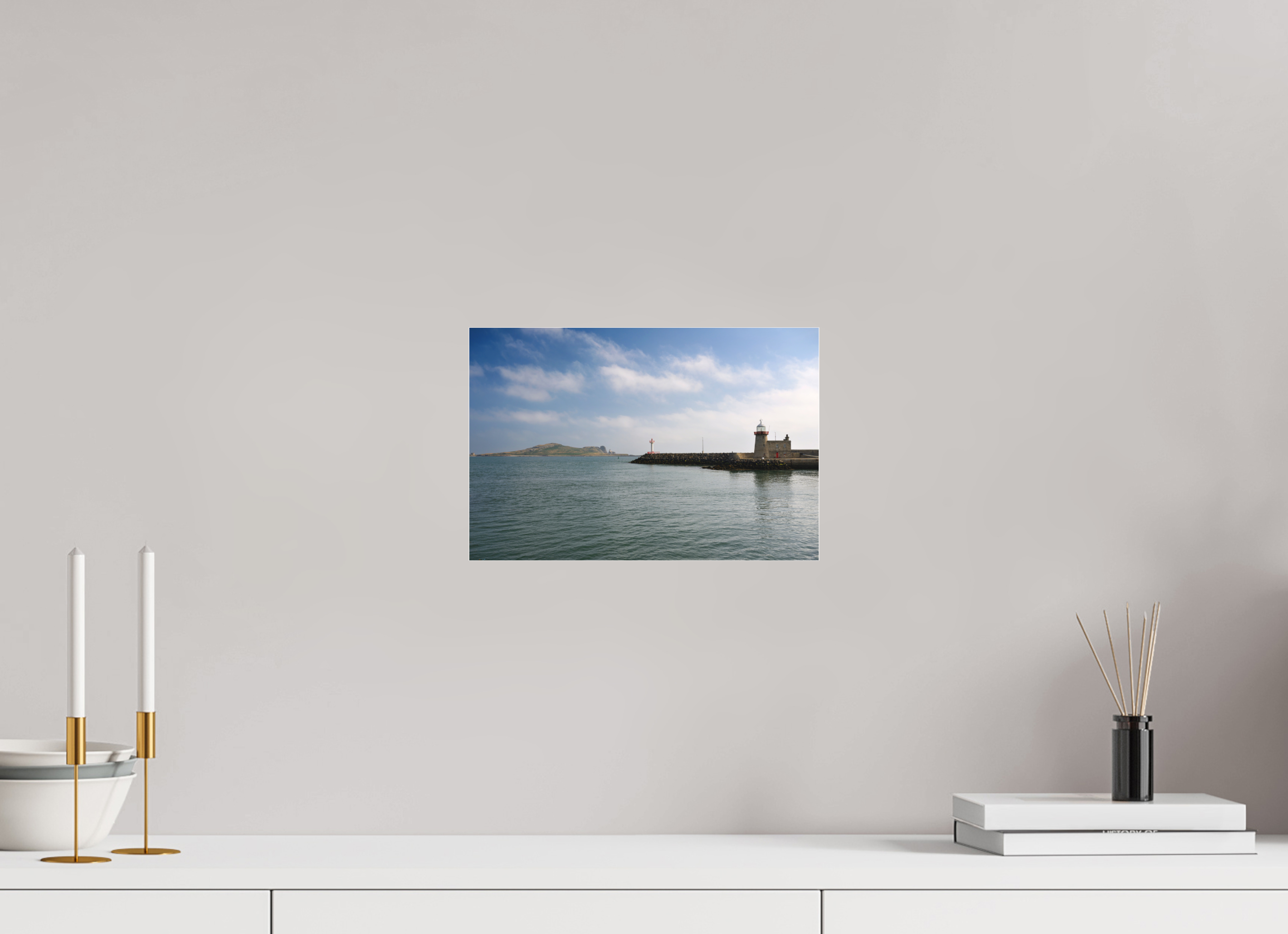12 x 8″, Matte Acrylic Glass without frame Howth Harbour and Lighthouse under acrylic glass