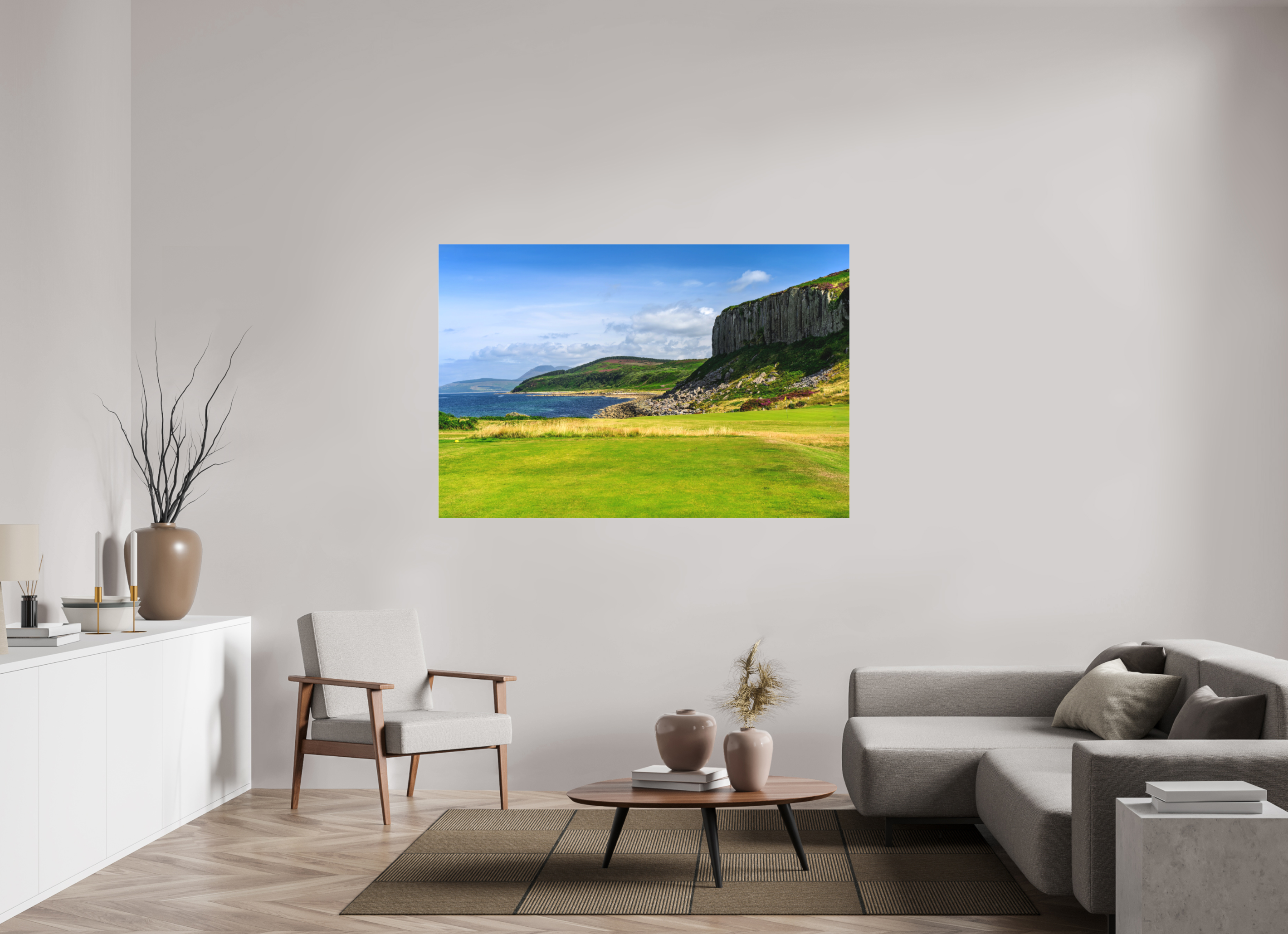 66 x 44″, Matte Acrylic Glass without frame Cliff view from the Shiskine golf course on Matte Acrylic Glass without frame