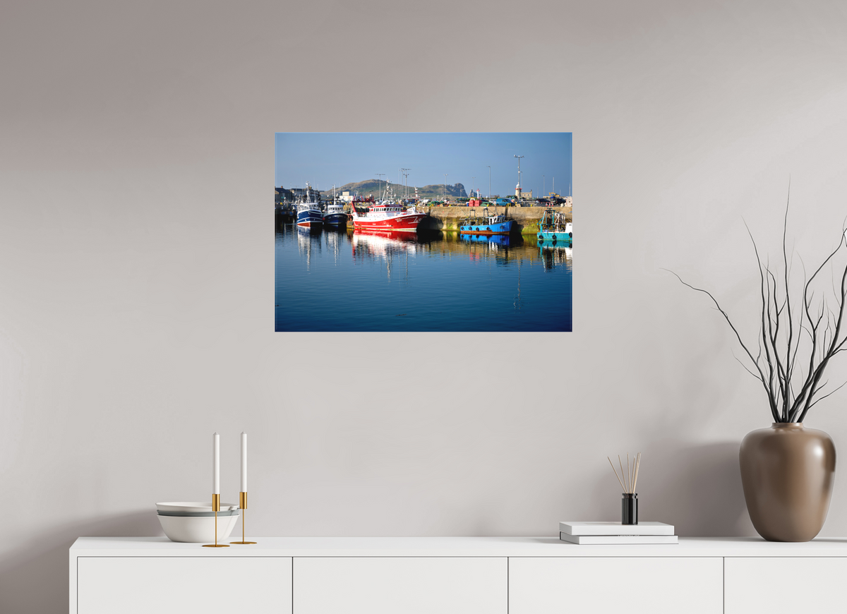 30 x 20″, Matte Canvas with wrapped edges - no frame Fishing vessels at Howth Harbour Middle Pier on canvas