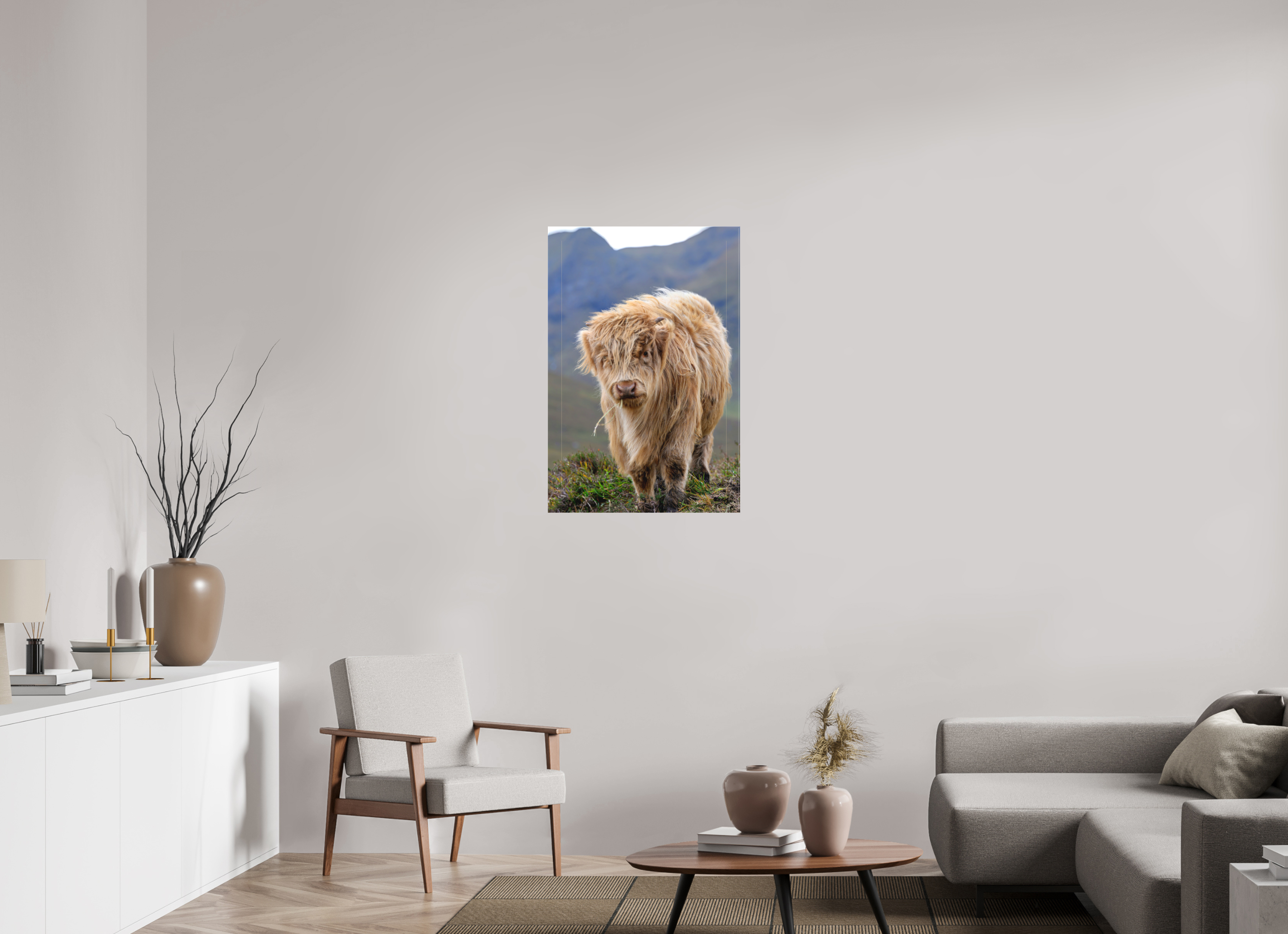 24 x 36″, Matte Canvas with wrapped edges - no frame Scottish Highland "Coo" on Canvas