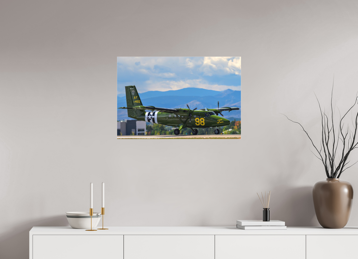 30 x 20″, Matte Acrylic Glass without frame 98 FTS "Stand In The Door" De Havilland Canada UV-18 Twin Otter under acrylic glass