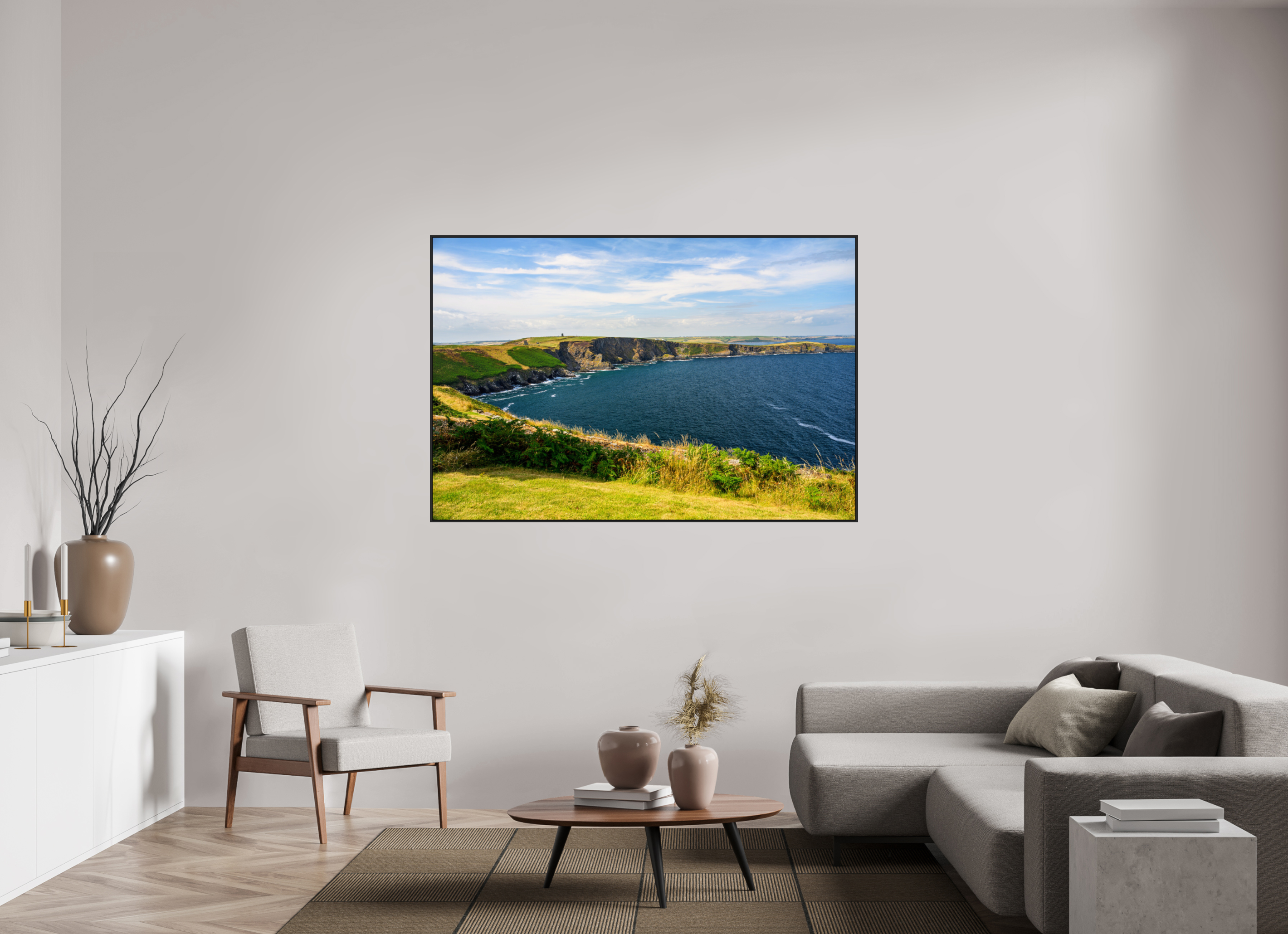 66 x 44″, Acrylic Glass Black matt .24" frame Holeopen Bay East under acrylic glass in black frame