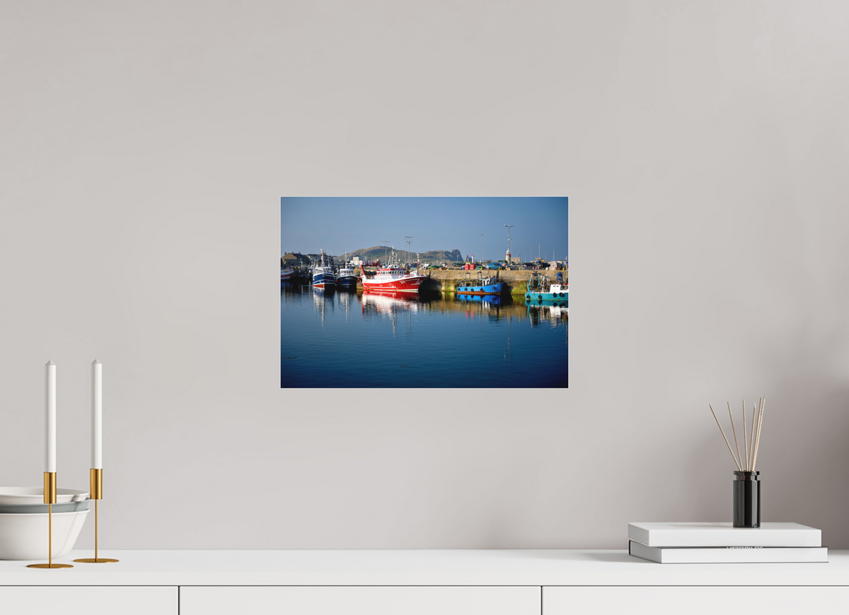 15 x 10″, Matte Acrylic Glass without frame Fishing vessels at Howth Harbour Middle Pier under acrylic glass